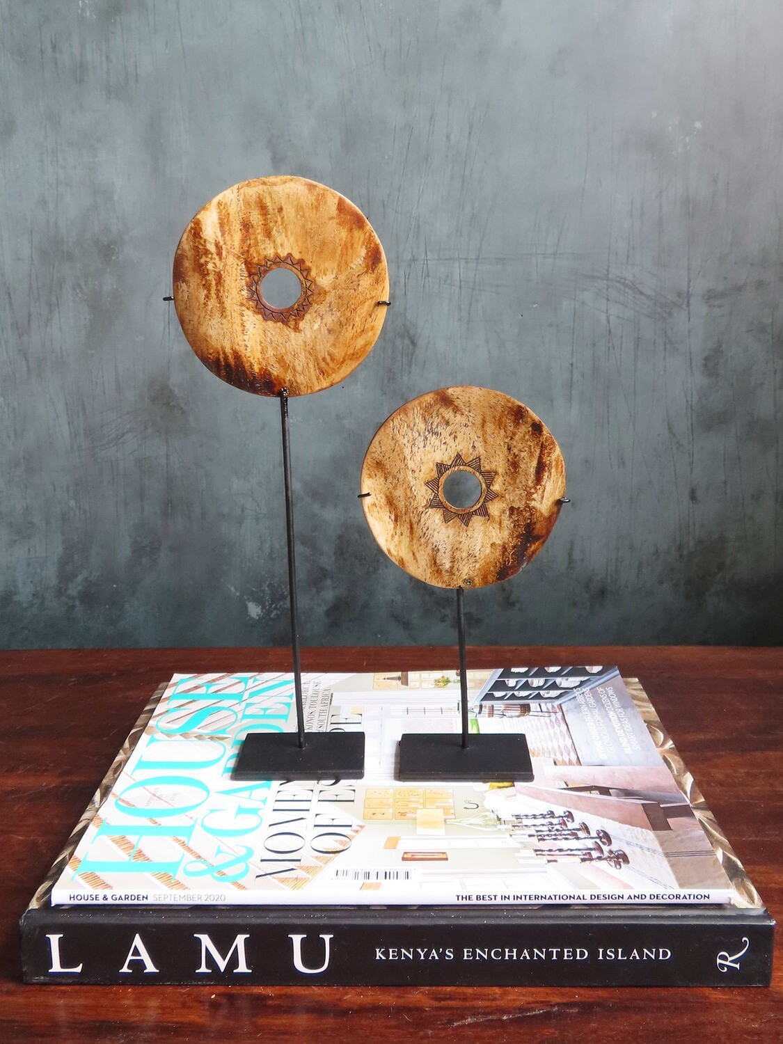 Etched Bone Disks Pair 1