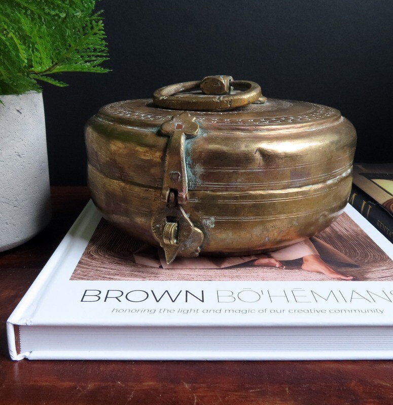 Vintage Brass Indian Container 2