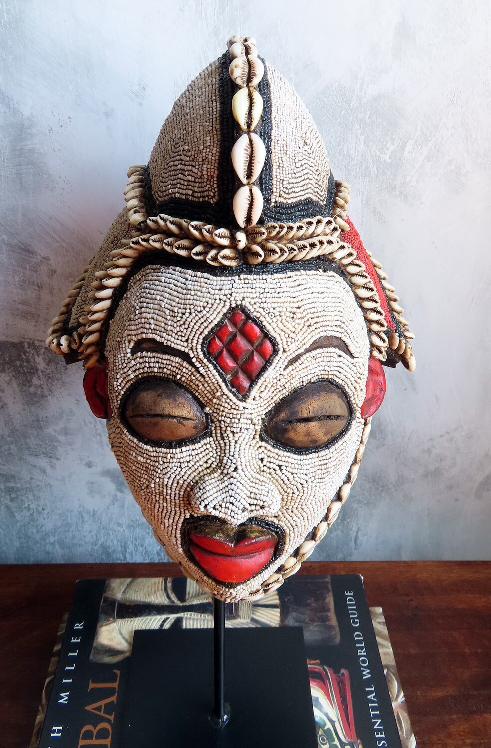 Vintage Beaded and Shell Punu Mask