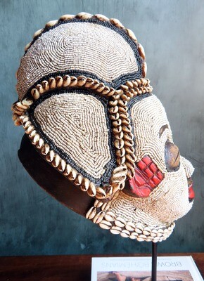 Vintage Beaded and Shell Punu Mask