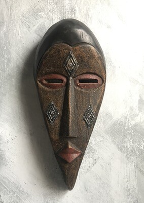 Wood &amp; Metal Mask from Ghana