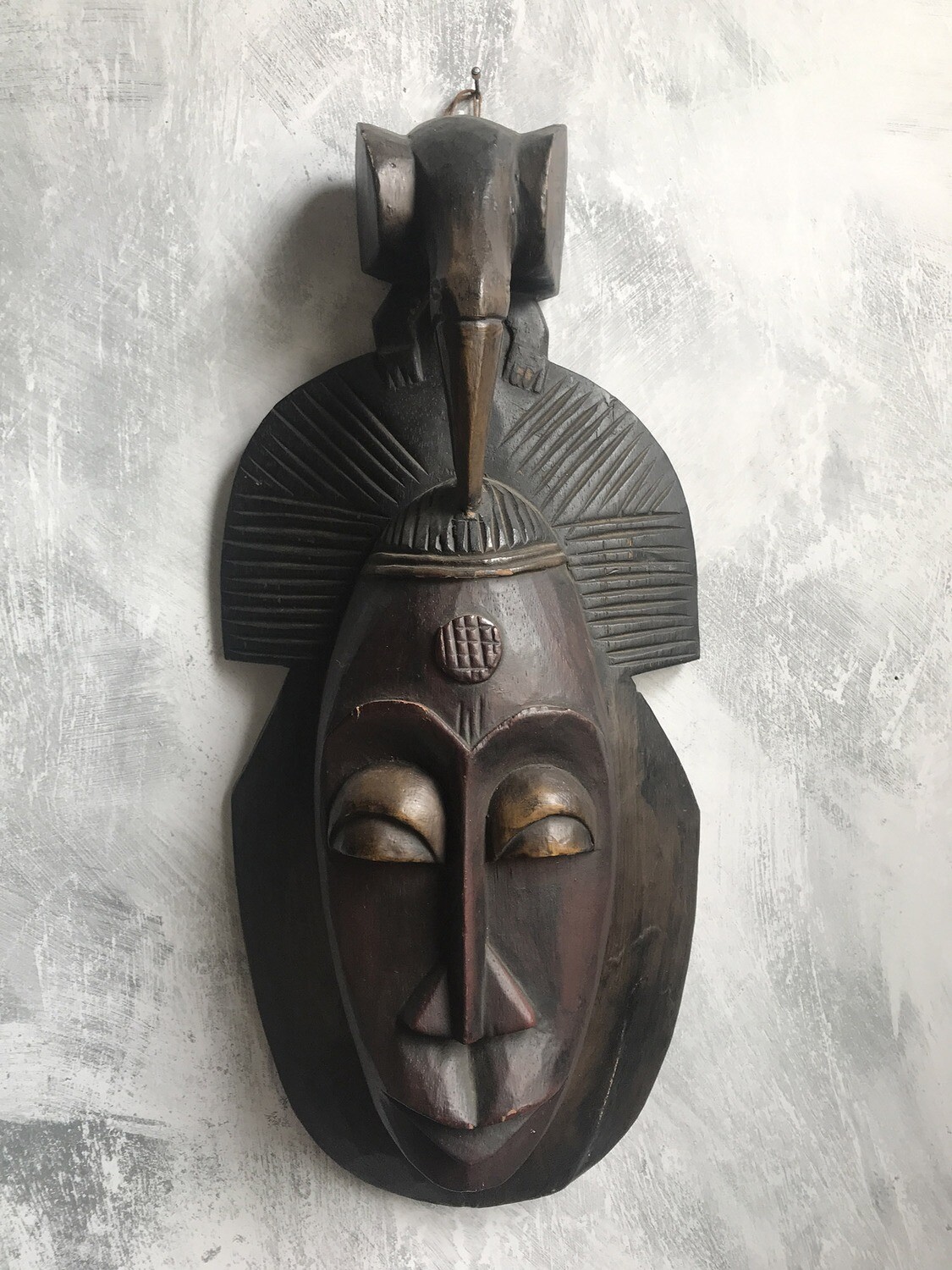 Mask from Ivory Coast with Elephant Figure