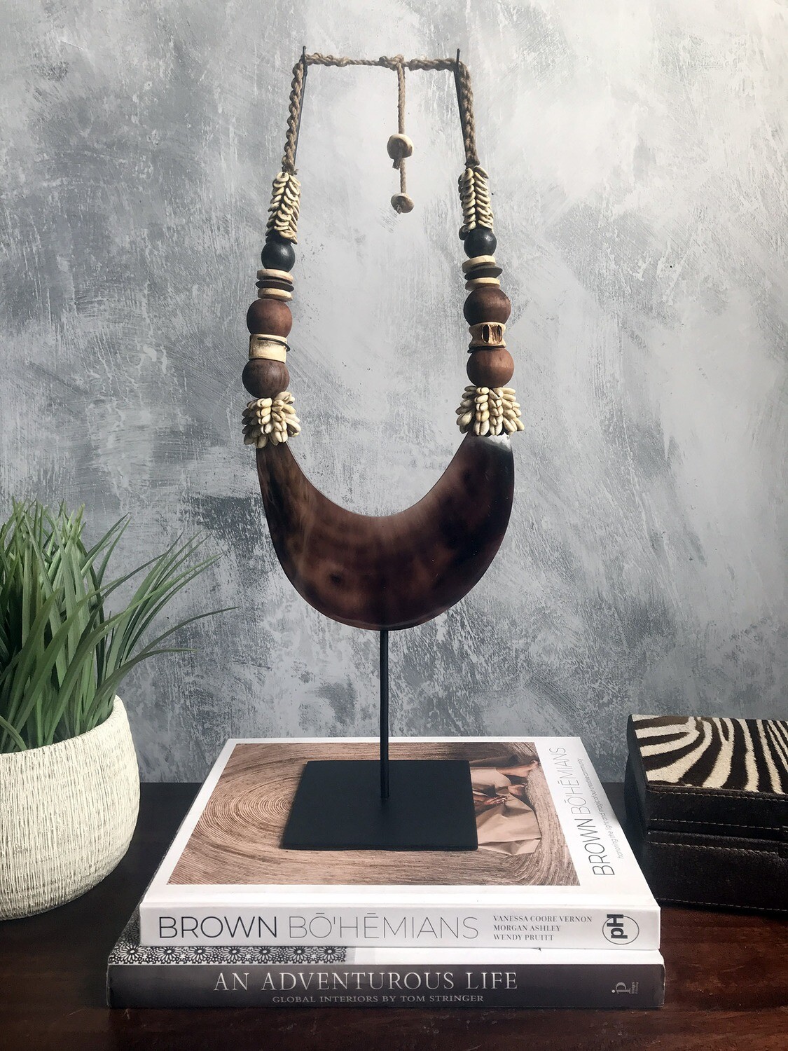 Papua Bead Necklace - Brown Shell