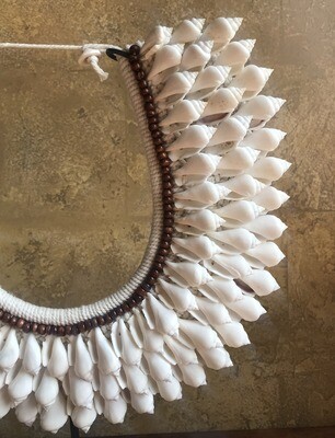 White Brown Beaded Necklace Decor