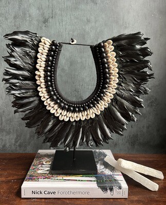 Black Beaded/Shell Necklace Decor