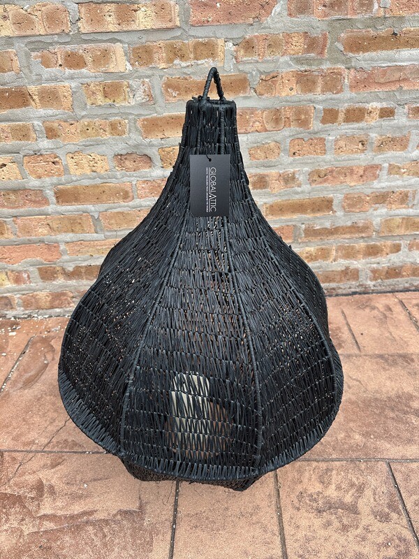Natural Hanging Light Fixture - Black