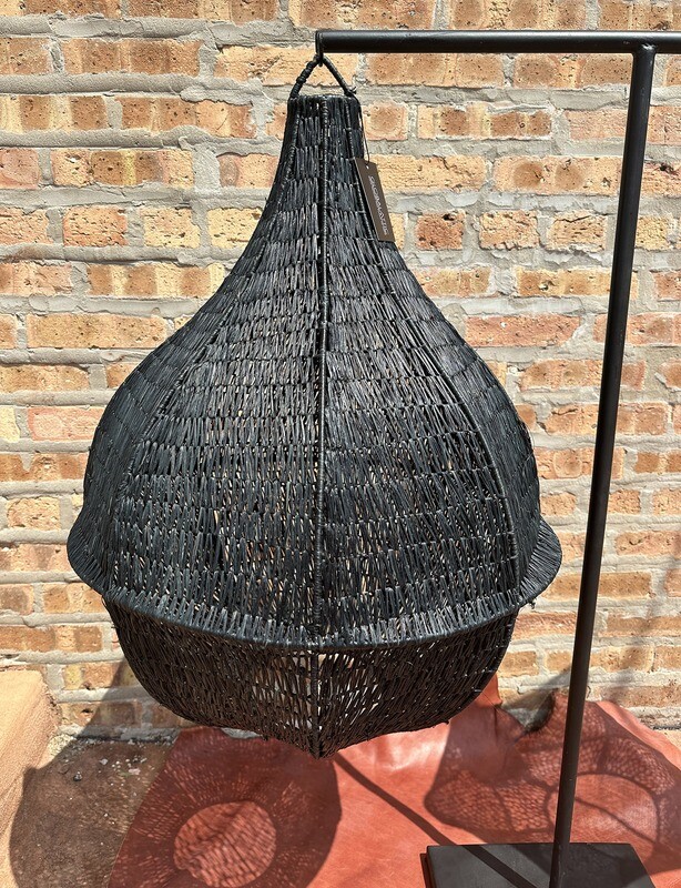 Natural Hanging Light Fixture - Black