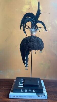 Black Beaded &amp; Coin Hat