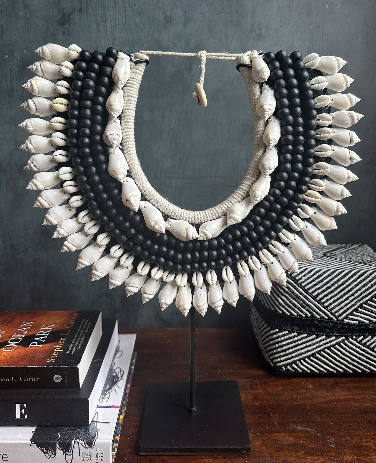 Custom Black and White Shell and Bead Necklace