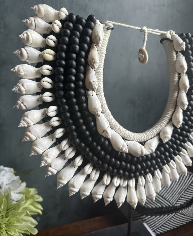 Custom Black and White Shell and Bead Necklace