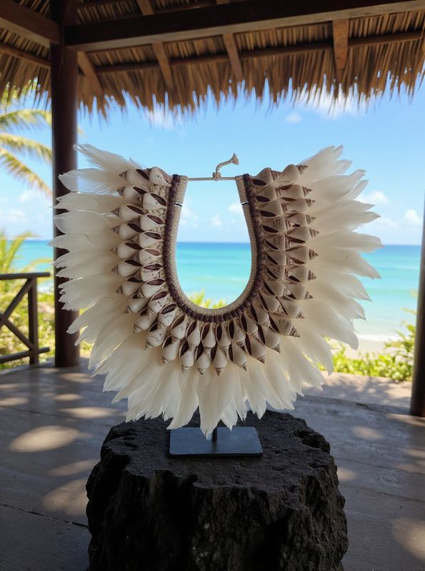 White Beaded Necklace Decor