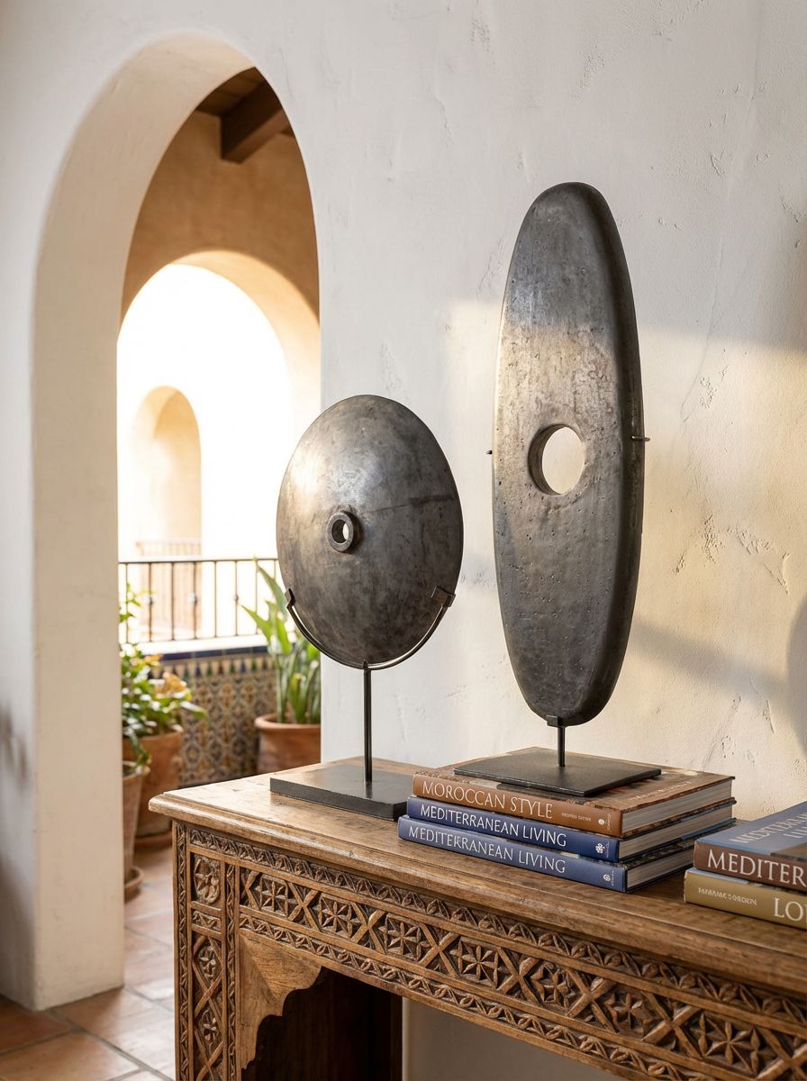 Polished River Stone Disk on Stand - 1