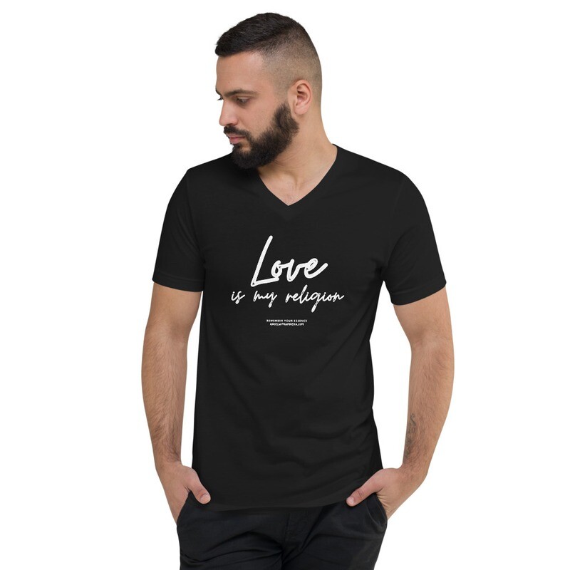 Love is my Religion Unisex Short Sleeve Positive V-Neck T-Shirt