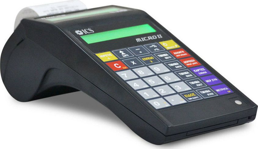 ICS Micro II Φορητή Ταμειακή Μηχανή με Μπαταρία σε Μαύρο Χρώμα