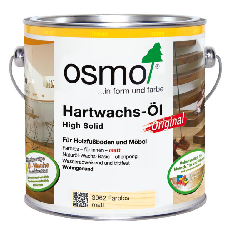 OSMO Hartwachs-Öl 3062 Farblos Matt, 2,5 L