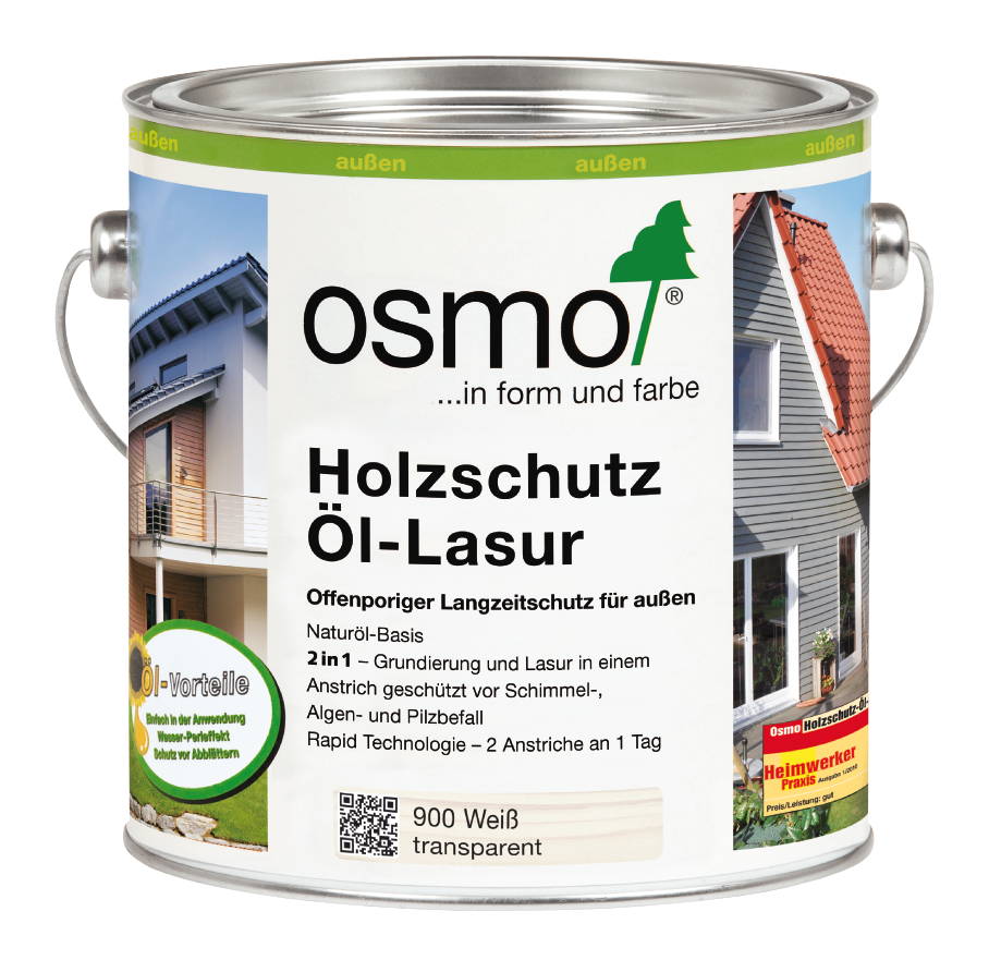 OSMO Holzschutz Öl-Lasur 900 Weiß, 750 ml
