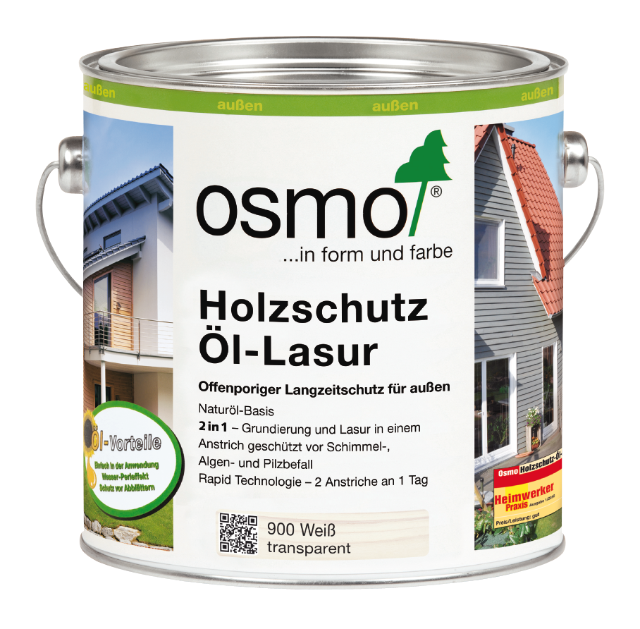 OSMO Holzschutz Öl-Lasur 900 Weiß, 2,5 L