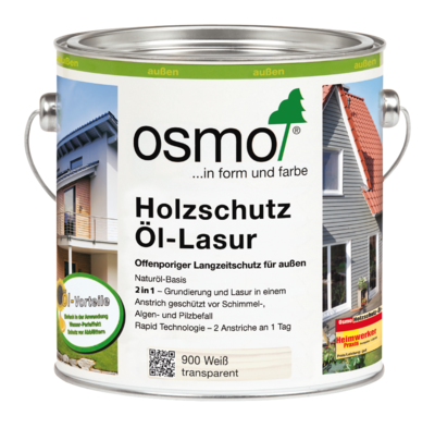 OSMO Holzschutz Öl-Lasur 900 Weiß, 2,5 L OSMO Holzschutz Öl-Lasur 900 Weiß, 2,5 L
