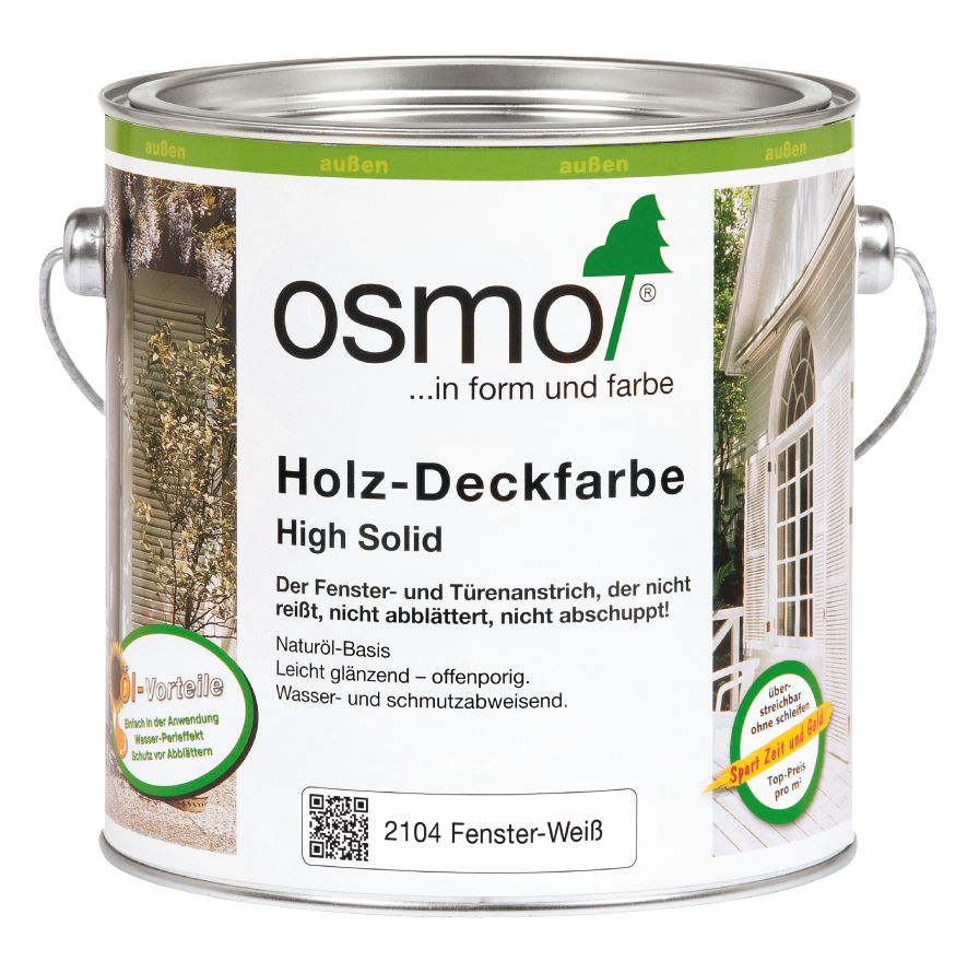 OSMO Holz-Deckfarbe 2104 Weiß, 2,5 L
