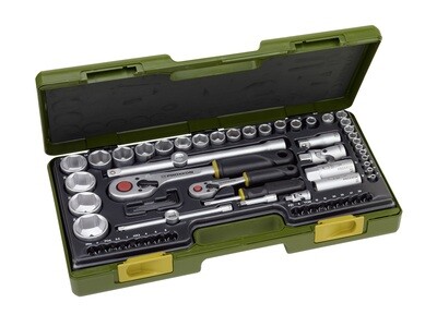 Steckschlüsselsatz m. Knüppelratschen 1/4'' u.1/2'', 65-tlg. Steckschlüsselsatz m. Knüppelratschen 1/4'' u.1/2'', 65-tlg.