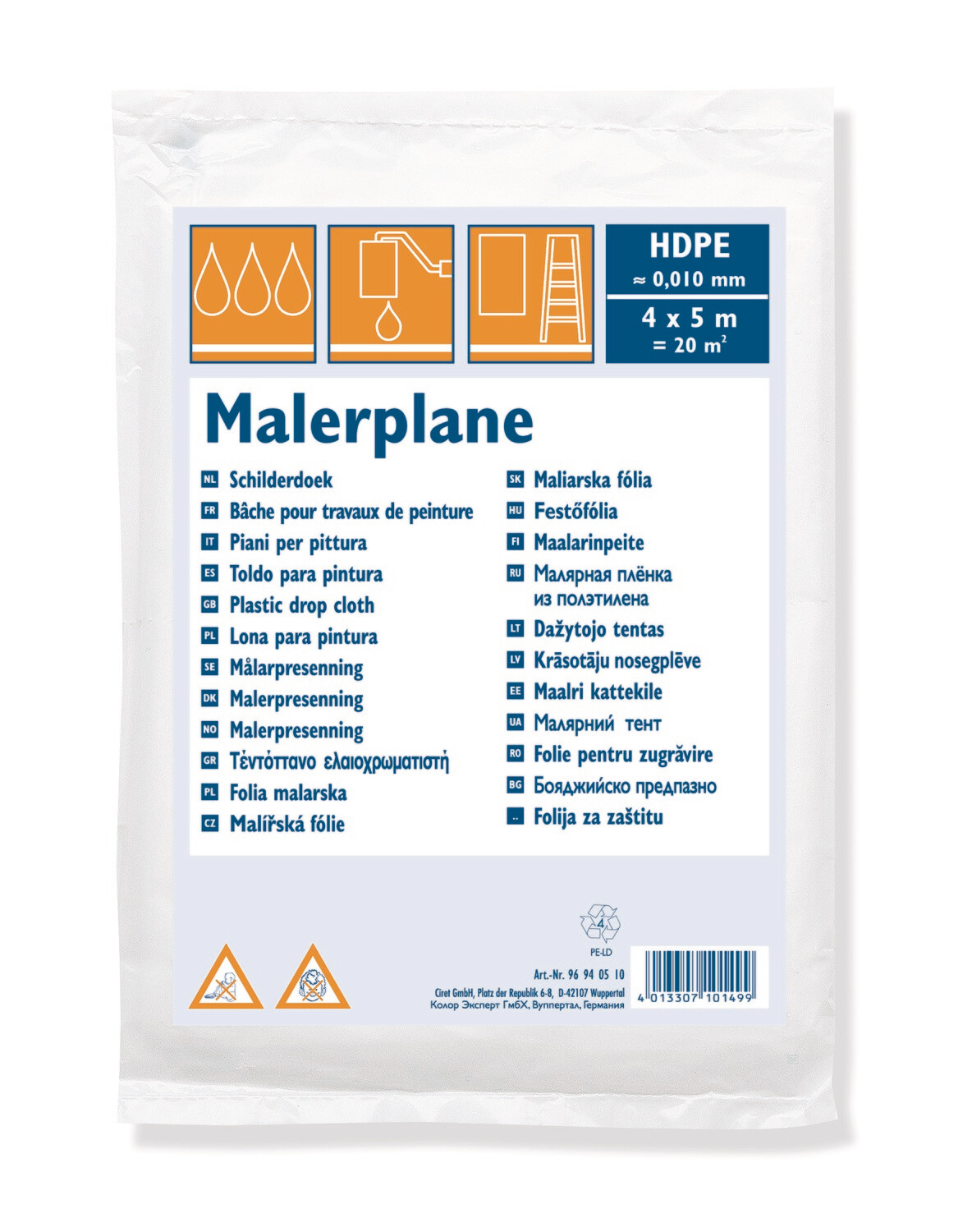 Malerplane - 4 x 5 m = 20 m2, 10 my