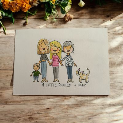 Hand Illustrated Family - Personalised