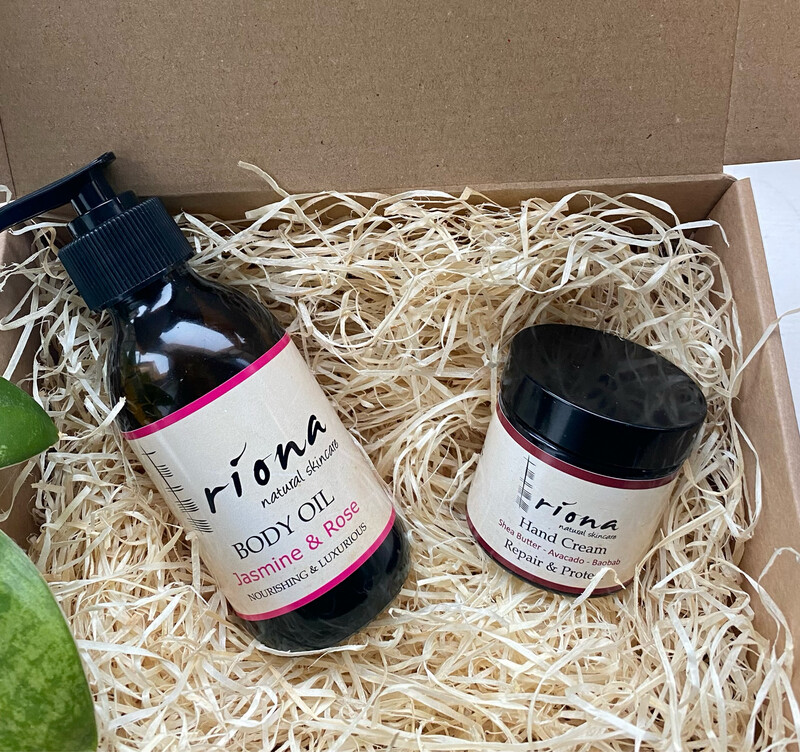Gift Set; Jasmine &amp; Rose Body Oil &amp; Handcream