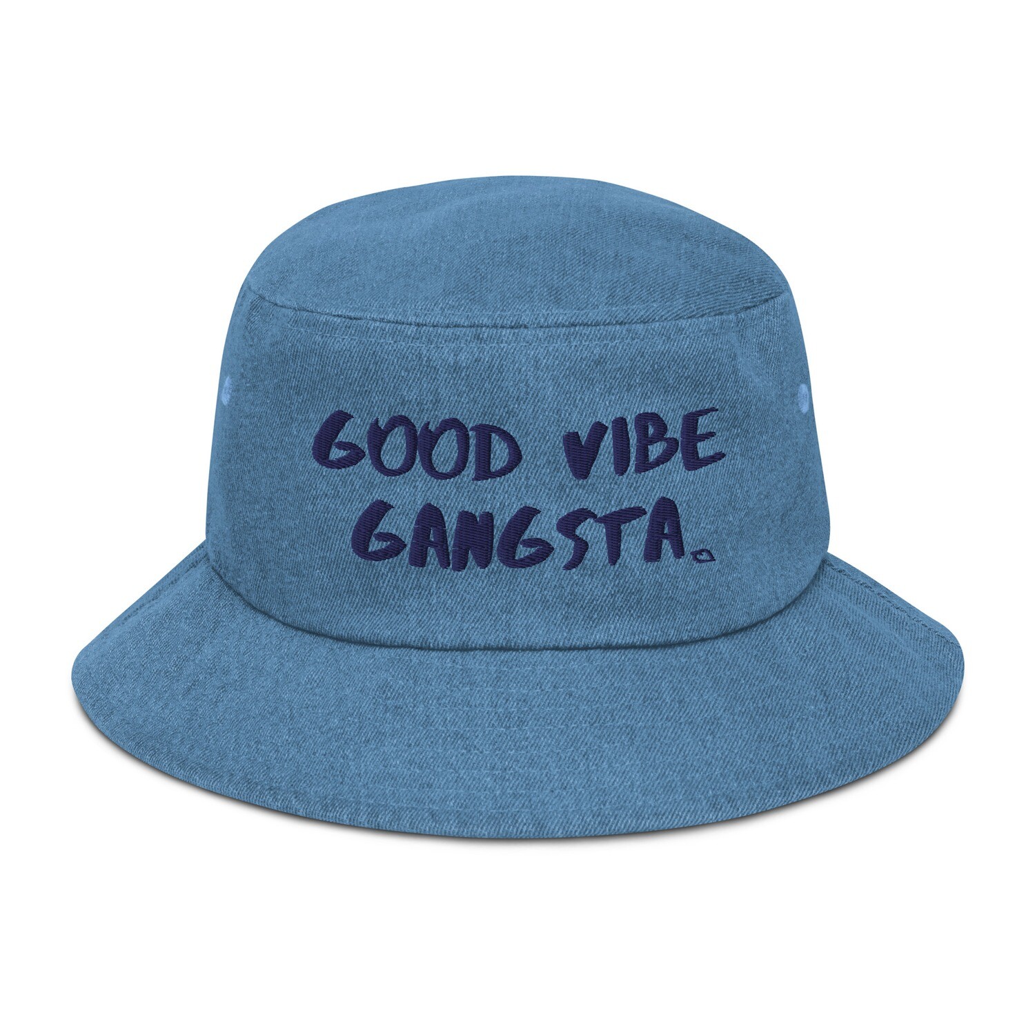 Good Vibe Gangsta | VOS | Navy Script | Denim Bucket Hat