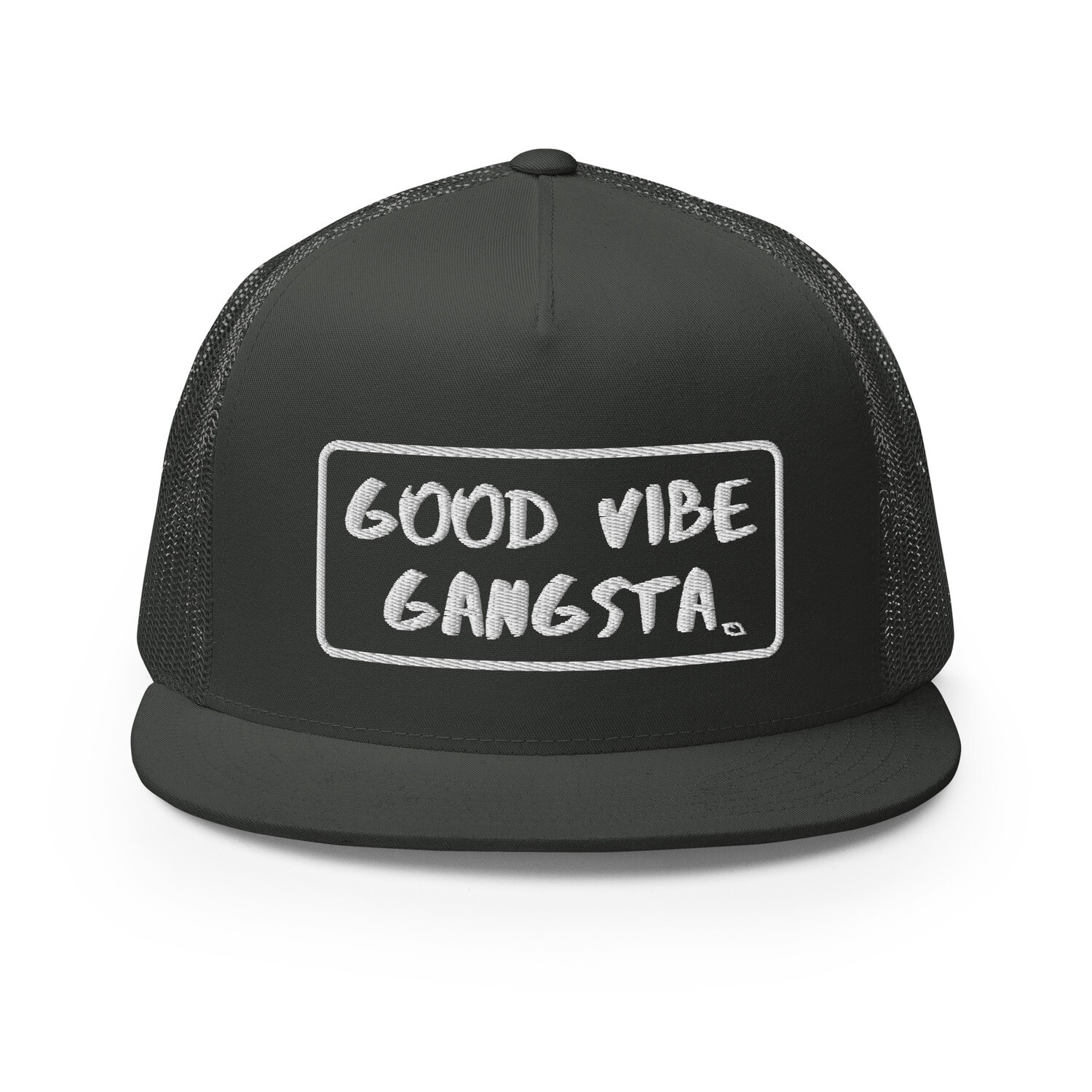Good Vibe Gangsta | VOS | White Script Outline | Trucker Hat