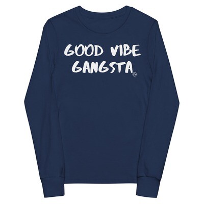 Good Vibe Gangsta | VOS | White Script Youth Long Sleeve T-Shirt