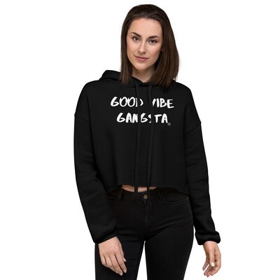 Good Vibe Gangsta | VOS | White Script Crop Hoodie