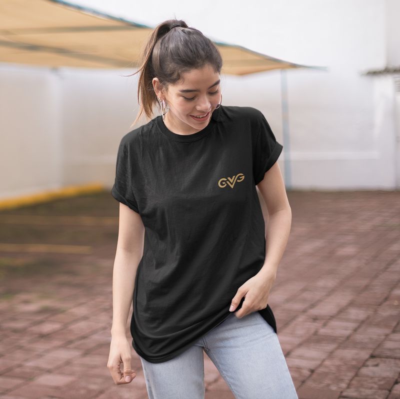 GVG Monogram | Black T-shirt | Good Vibe Gangsta Gold Logo