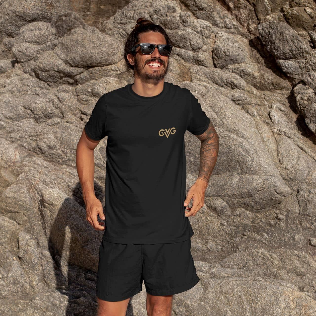 GVG Monogram | Black Shirt | Good Vibe Gangsta Gold Logo GVG Monogram | Black Shirt | Good Vibe Gangsta Gold Logo