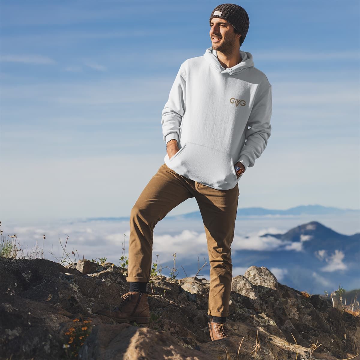 GVG Monogram | White Hoodie Sweatshirt | Good Vibe Gangsta Gold Logo GVG Monogram | White Hoodie Sweatshirt | Good Vibe Gangsta Gold Logo