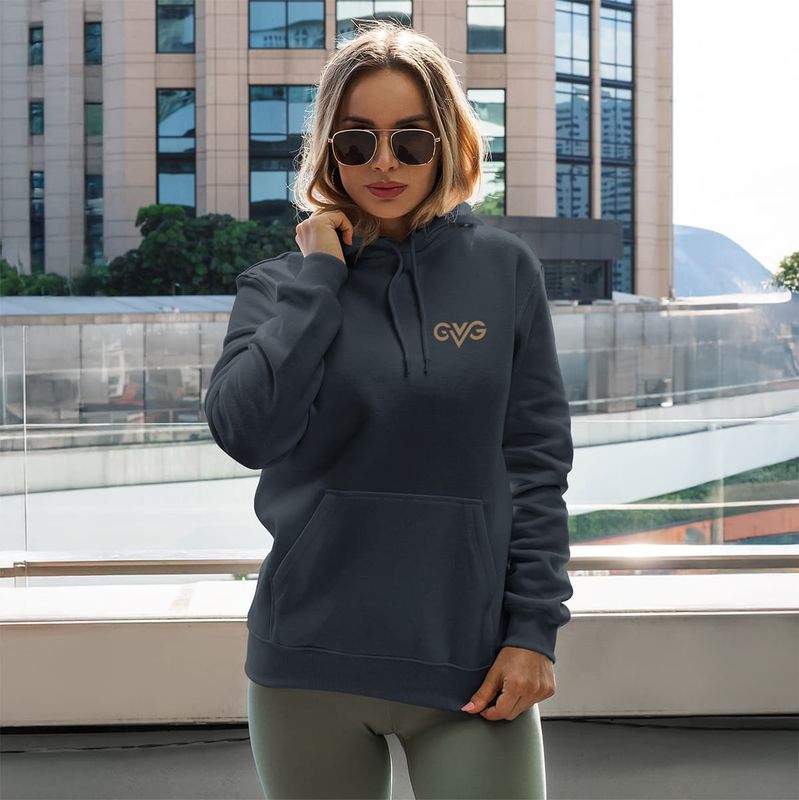 GVG Monogram | Navy Hoodie | Good Vibe Gangsta Gold Logo
