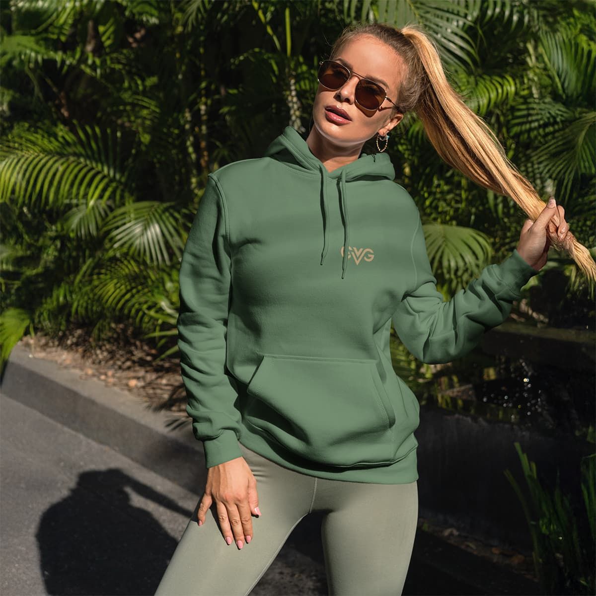 GVG Monogram | Forest Green Hoodie | Good Vibe Gangsta Gold Logo