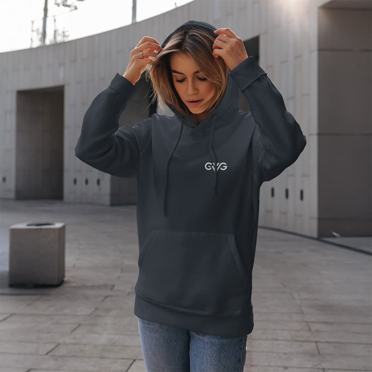 GVG Monogram | Navy Hoodie | Good Vibe Gangsta White Logo GVG Monogram | Navy Hoodie | Good Vibe Gangsta White Logo