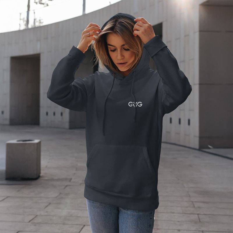 GVG Monogram | Navy Hoodie | Good Vibe Gangsta White Logo
