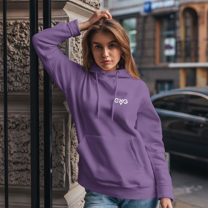 GVG Monogram | Purple Hoodie | Good Vibe Gangsta White Logo