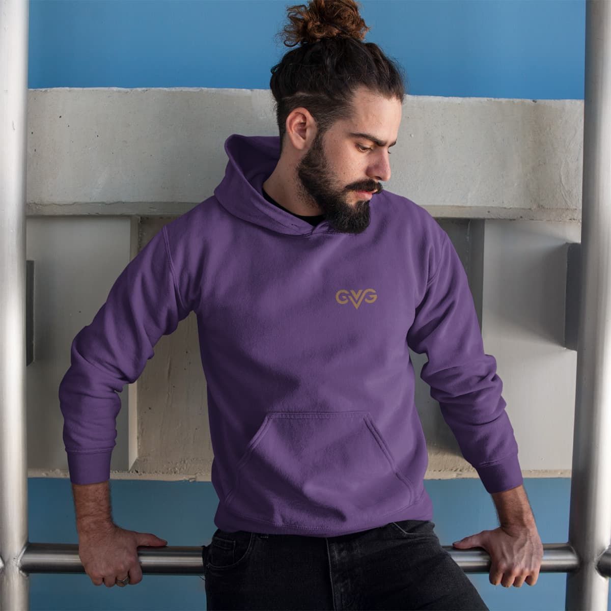 GVG Monogram | Purple Hoodie Sweatshirt | Good Vibe Gangsta Gold Logo GVG Monogram | Purple Hoodie Sweatshirt | Good Vibe Gangsta Gold Logo