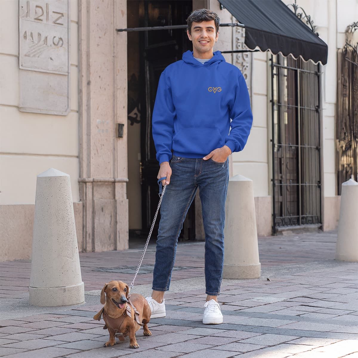 GVG Monogram | Royal Blue Hoodie Sweatshirt | Good Vibe Gangsta Gold Logo GVG Monogram | Royal Blue Hoodie Sweatshirt | Good Vibe Gangsta Gold Logo