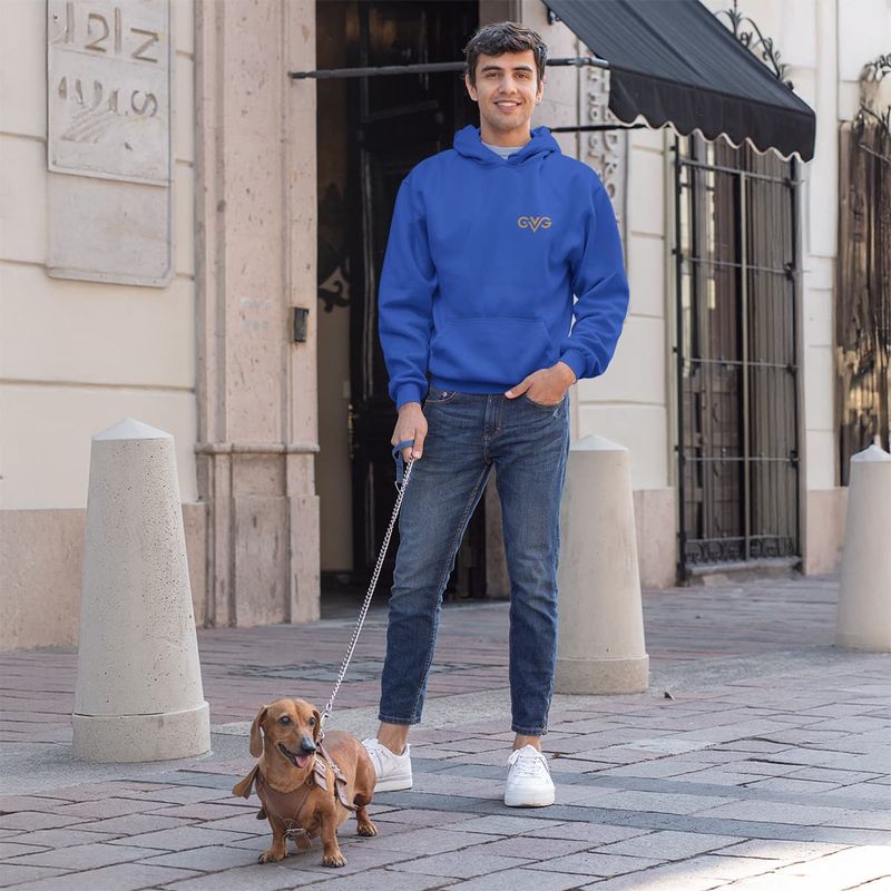 GVG Monogram | Royal Blue Hoodie Sweatshirt | Good Vibe Gangsta Gold Logo