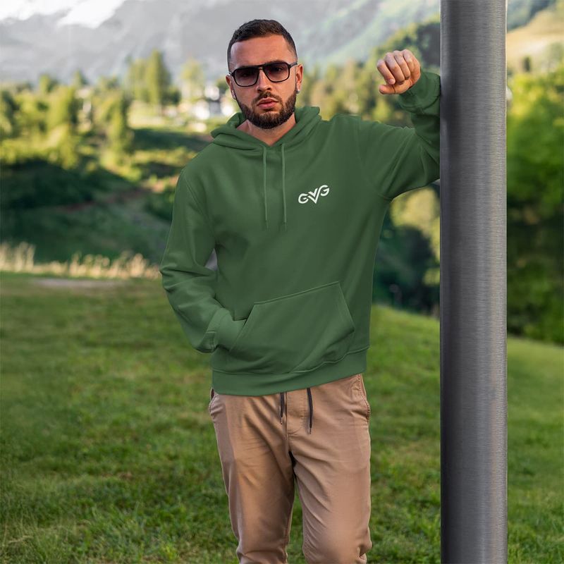 GVG Monogram | Forest Green Hoodie Sweatshirt | Good Vibe Gangsta White Logo