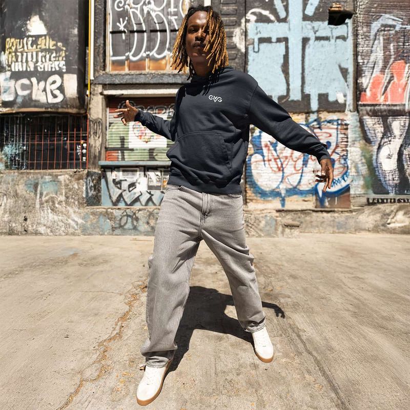 GVG Monogram | Navy Hoodie Sweatshirt | Good Vibe Gangsta White Logo