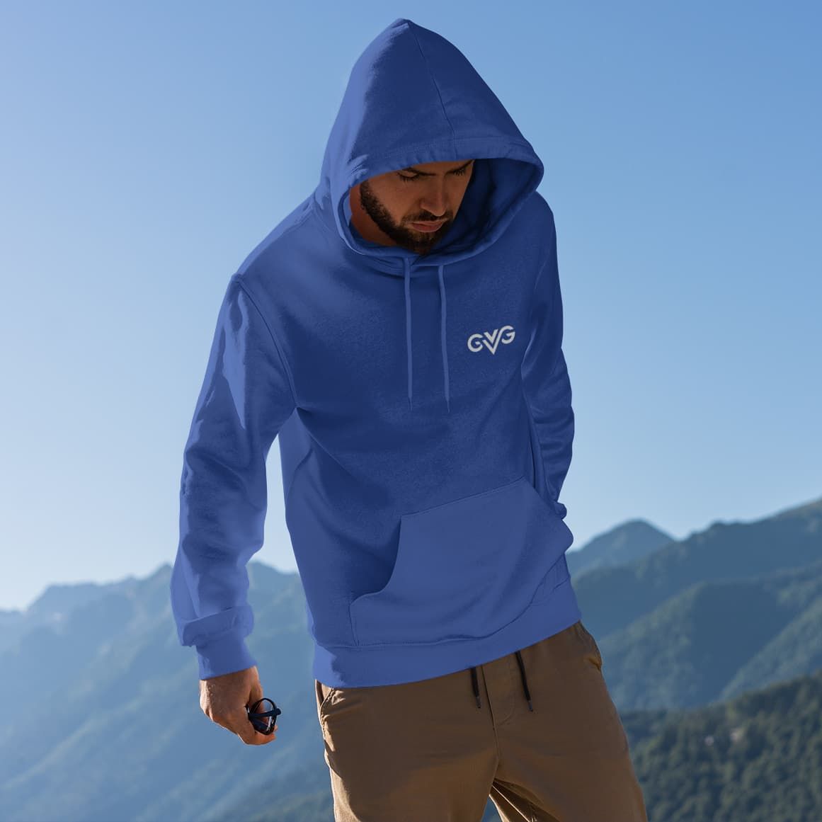 GVG Monogram | Royal Blue Hoodie Sweatshirt | Good Vibe Gangsta White Logo