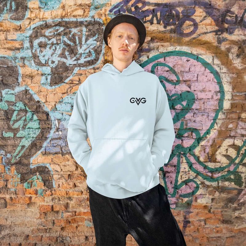 GVG Monogram | Sky Blue Hoodie Sweatshirt | Good Vibe Gangsta Black Logo