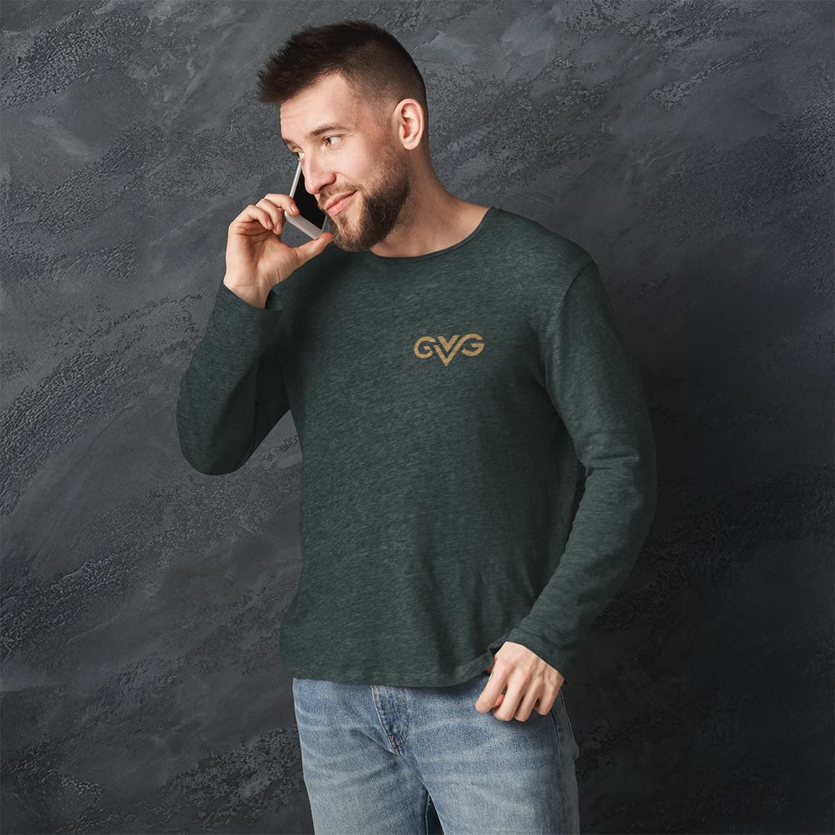 GVG Monogram | Heather Forest Long Sleeve Shirt | Good Vibe Gangsta Gold Logo GVG Monogram | Heather Forest Long Sleeve Shirt | Good Vibe Gangsta Gold Logo