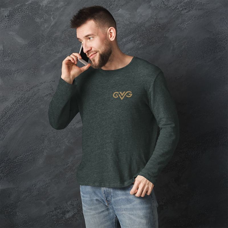 GVG Monogram | Heather Forest Long Sleeve Shirt | Good Vibe Gangsta Gold Logo