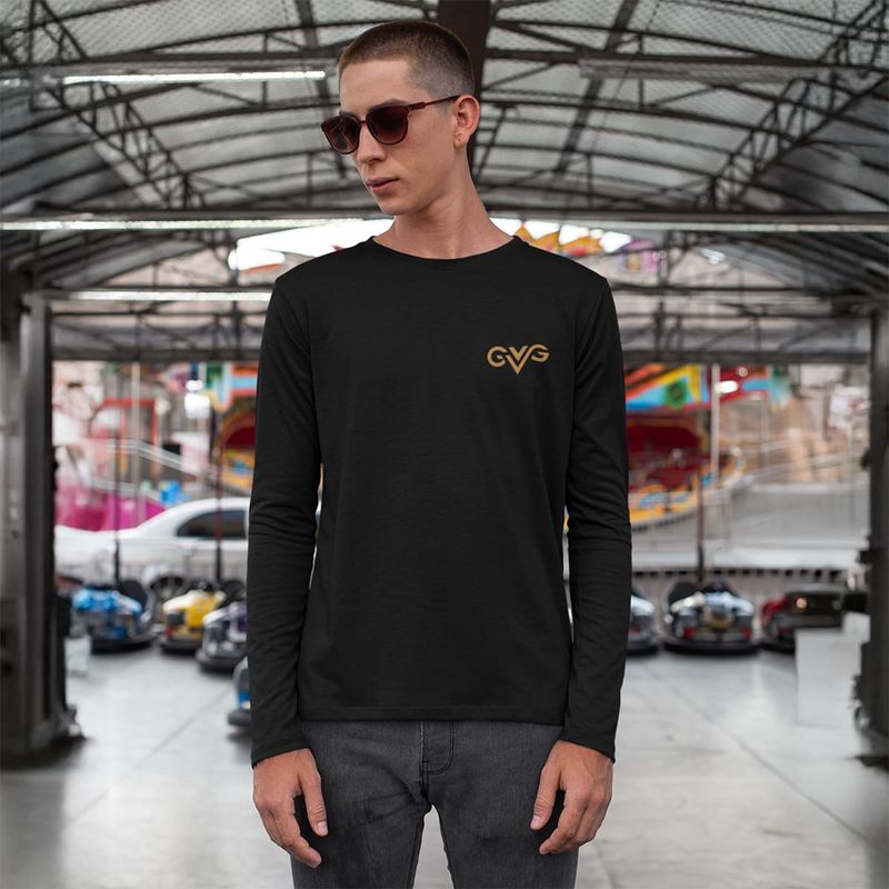 GVG Monogram | Black Long Sleeve Shirt | Good Vibe Gangsta Gold Logo