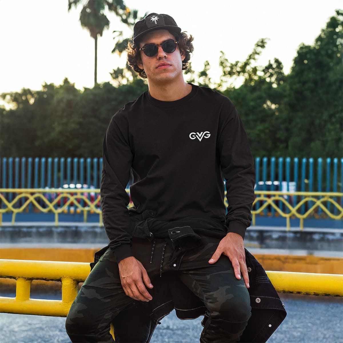 GVG Monogram | Black Long Sleeve Shirt | Good Vibe Gangsta White Logo GVG Monogram | Black Long Sleeve Shirt | Good Vibe Gangsta White Logo